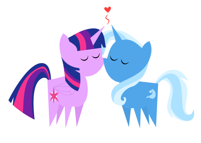 Size: 700x500 | Tagged: safe, artist:the smiling pony, derpibooru import, trixie, twilight sparkle, twilight sparkle (alicorn), alicorn, pony, cute, eyes closed, female, heart, kissing, lesbian, mare, pointy ponies, shipping, simple background, transparent background, twixie