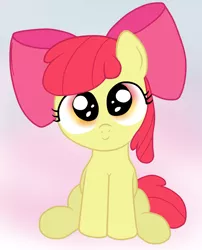 Size: 1554x1924 | Tagged: safe, artist:an-tonio, artist:lord waite, derpibooru import, apple bloom, earth pony, pony, adorabloom, colored, cute, daaaaaaaaaaaw, female, filly, gradient background, head tilt, hnnng, looking at you, pink background, simple background, smiling, solo, weapons-grade cute