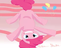 Size: 1260x990 | Tagged: artist:ricktin, medium, pinkie pie, poster, safe, upside down