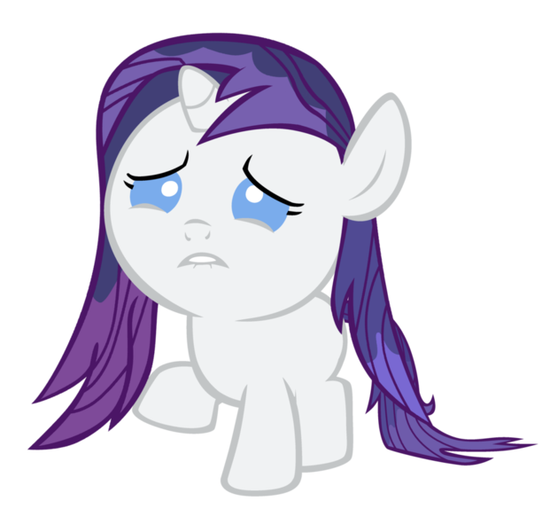 Size: 900x883 | Tagged: safe, artist:bronyboy, derpibooru import, rarity, pony, babity, baby, baby pony, filly, foal, sad, simple background, transparent background, vector, wet, wet mane, wet mane rarity