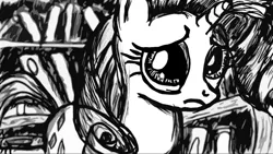 Size: 1366x768 | Tagged: artist:lethal-doorknob, monochrome, rarity, safe, solo