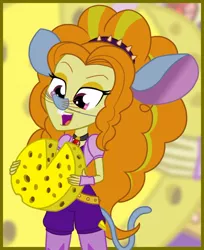 Size: 832x1019 | Tagged: safe, artist:ohohokapi, deleted from derpibooru, derpibooru import, adagio dazzle, mouse, equestria girls, adagio nibble, cheese, mouse ears