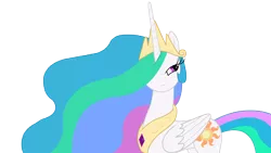 Size: 5760x3240 | Tagged: safe, artist:amana07, derpibooru import, princess celestia, pony, sweet and elite, absurd resolution, female, looking back, mare, sideways glance, simple background, sly, solo, transparent background, vector