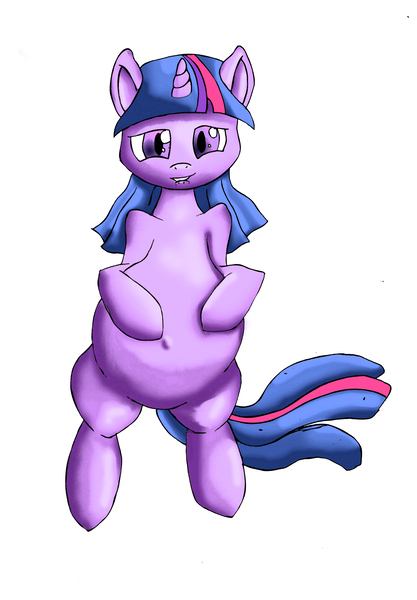 Size: 2088x3004 | Tagged: suggestive, artist:seenty, derpibooru import, twilight sparkle, pony, unicorn, bedroom eyes, belly, belly button, female, lying down, mare, on back, pregnant, simple background, solo, solo female, white background