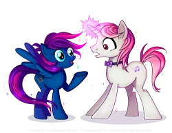 Size: 825x638 | Tagged: safe, artist:yuukipink, derpibooru import, oc, oc:cavatina, oc:shadow scope, unofficial characters only, pegasus, pony, unicorn, blushing, simple background, transparent background, vector