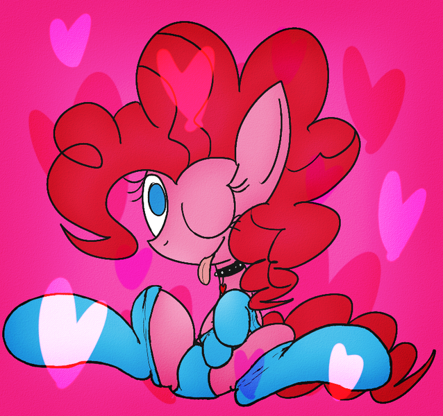 Size: 797x750 | Tagged: suggestive, artist:mr. rottson, deleted from derpibooru, derpibooru import, pinkie pie, pony, blue underwear, clothes, collar, panties, socks, solo, underwear