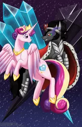 Size: 1650x2550 | Tagged: artist:rainbow-smashed, confrontation, crystal, derpibooru import, king sombra, princess cadance, safe