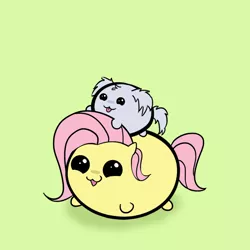 Size: 1024x1024 | Tagged: safe, artist:squiby-327, derpibooru import, fluttershy, posey, dog, ask posey, ask, chubbie, g1, solo, tumblr