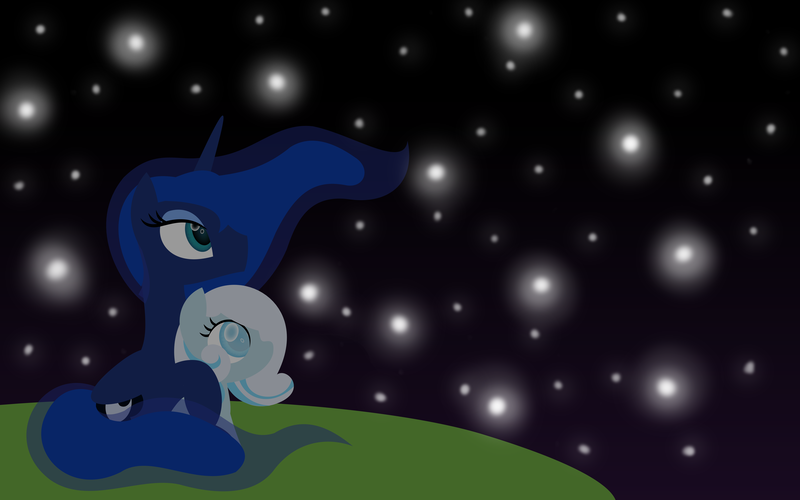 Size: 8475x5295 | Tagged: absurd resolution, artist:zacatron94, derpibooru import, oc, oc:snowdrop, princess luna, safe, stars