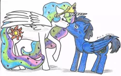 Size: 830x522 | Tagged: safe, artist:ripjaws-girl21, derpibooru import, princess celestia, ponified, alicorn, pony, alicornified, kissing, race swap, request, sonic the hedgehog, sonic the hedgehog (series), traditional art
