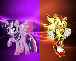 Size: 1280x1024 | Tagged: safe, derpibooru import, twilight sparkle, twilight sparkle (alicorn), alicorn, pony, copy and paste, crossover, female, mare, rainbow power, rainbow power-ified, shadow the hedgehog, sonic the hedgehog (series), super shadow