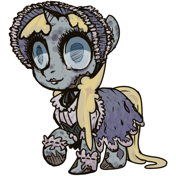 Size: 2285x2285 | Tagged: artist:inlucidreverie, blind, classic lolita, creepy, derpibooru import, fallout equestria, female, filly, ghoul, lolita fashion, oc, oc:cotton splendour, semi-grimdark, simple background, solo, transparent background, unofficial characters only