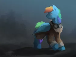 Size: 3000x2238 | Tagged: artist:fuzzyfox11, clothes, coat, derpibooru import, goggles, rainbow dash, safe, solo, winter