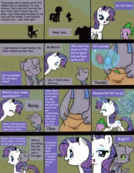 Size: 1836x2376 | Tagged: artist:imadrawings, artist:kianamai, colored, comic, comic:a dog named roxy, derpibooru import, diamond dog, engrish, generosity, oc, oc:roxy, rarity, safe, spike