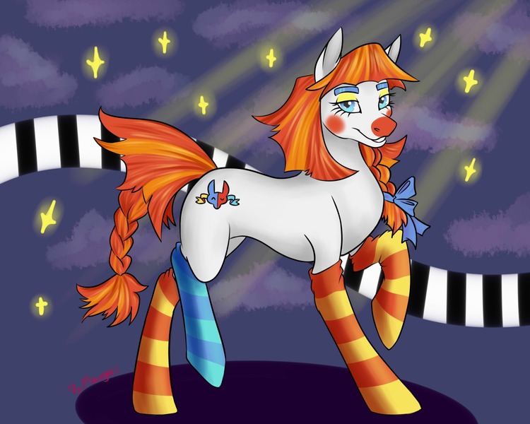 Size: 1280x1024 | Tagged: artist:silverlude, clothes, clown, costume, derpibooru import, oc, oc:dotsy socks, safe, socks, striped socks, unofficial characters only