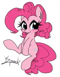 Size: 503x644 | Tagged: safe, artist:lemonspark, derpibooru import, pinkie pie, earth pony, pony, cute, diapinkes, female, mare, pixiv, simple background, solo, white background