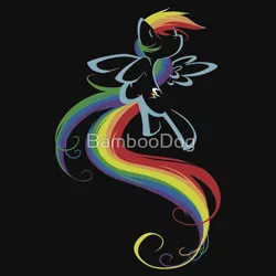 Size: 550x550 | Tagged: artist:bamboodog, black background, clothes, cutie mark, derpibooru import, iphone case, lineart, merchandise, obtrusive watermark, rainbow dash, redbubble, safe, shirt, simple background, solo, spread wings, sticker, watermark, wings