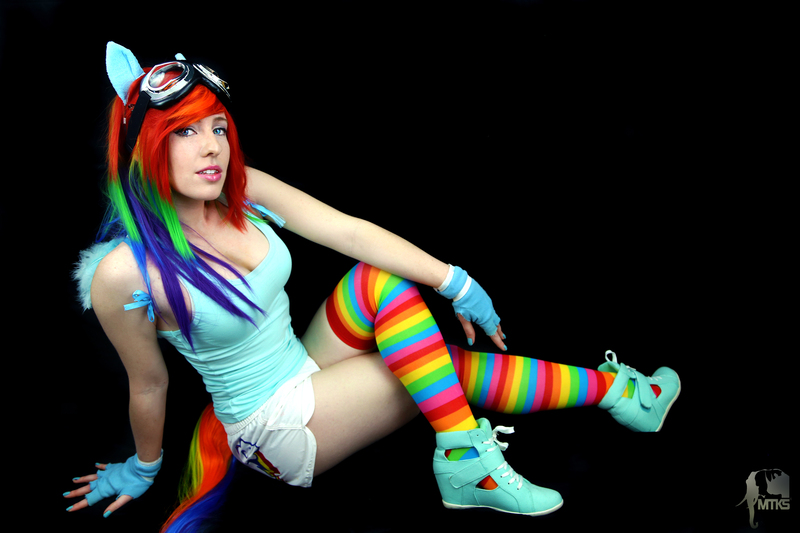 Size: 5472x3648 | Tagged: safe, artist:tendercosplay, derpibooru import, rainbow dash, human, clothes, cosplay, irl, irl human, photo, rainbow socks, socks, striped socks