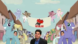 Size: 1280x720 | Tagged: all hail the virtual boy, derpibooru import, equal town banner, equal town banner meme, exploitable meme, in our town, meme, nintendo, reggie fils-aime, safe, screencap, the cutie map, tomodachi life, virtual boy