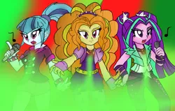 Size: 1024x651 | Tagged: safe, artist:karmenliinak231, derpibooru import, adagio dazzle, aria blaze, sonata dusk, equestria girls, singing, the dazzlings