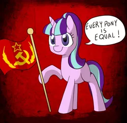 Size: 720x696 | Tagged: safe, artist:datte-before-dawn, artist:meowing-ghost, derpibooru import, starlight glimmer, the cutie map, communism, flag, solo, soviet union, stalin glimmer