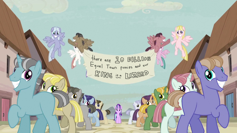 Size: 1280x720 | Tagged: derpibooru import, edit, equal town banner, equal town banner meme, exploitable meme, meme, safe, starlight glimmer, the cutie map