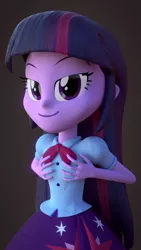 Size: 540x960 | Tagged: suggestive, artist:3d thread, artist:creatorofpony, derpibooru import, twilight sparkle, equestria girls, /mlp/, 3d, 3d model, bedroom eyes, blender, breast grab, breasts, clothes, grope, looking at you, shirt, skirt, smiling, solo