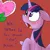 Size: 800x800 | Tagged: safe, artist:datte-before-dawn, derpibooru import, twilight sparkle, twilight sparkle (alicorn), oc, oc:anon, alicorn, human, pony, crying, dialogue, female, floppy ears, frown, mare, open mouth, red background, rejection, sad, shivering, simple background, valentine's day, wide eyes