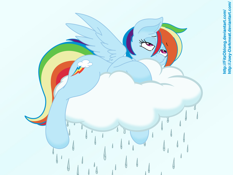 Size: 1920x1440 | Tagged: artist:fitzoblong, artist:joey darkmeat, cloud, colored, derpibooru import, rain, rainbow dash, sad, safe, sketch, solo