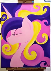 Size: 2195x3075 | Tagged: safe, artist:shyredd, derpibooru import, princess cadance, alicorn, pony, acrylic painting, painting, photo, portrait, solo, traditional art