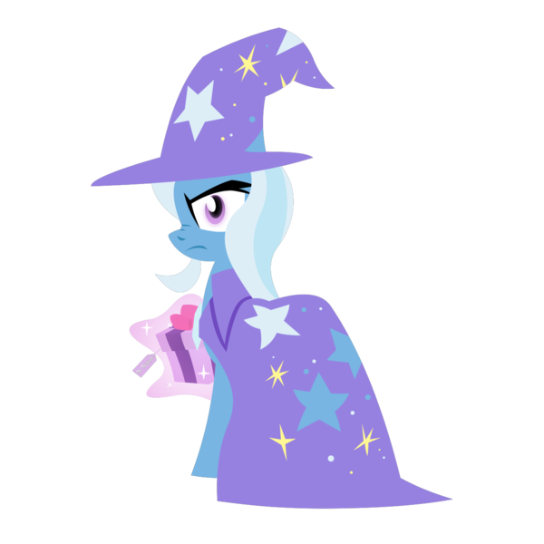 Size: 1280x1280 | Tagged: safe, artist:zvn, derpibooru import, trixie, pony, unicorn, female, mare, present, scrunchy face, simple background, solo, transparent background