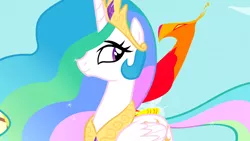 Size: 1366x768 | Tagged: safe, derpibooru import, screencap, philomena, princess celestia, alicorn, bird, phoenix, pony, a bird in the hoof, duo, ethereal mane, female, mare