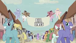 Size: 960x540 | Tagged: safe, derpibooru import, edit, edited screencap, screencap, starlight glimmer, earth pony, pegasus, pony, unicorn, the cutie map, bill the cat, bloom county, equal town banner, equal town banner meme, equalized mane, female, male, mare, meme, missing cutie mark, raised hoof, s5 starlight, stallion