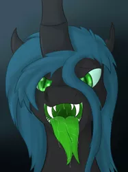 Size: 2245x3000 | Tagged: suggestive, artist:iados, derpibooru import, queen chrysalis, drool, fangs, kitchen eyes, looking at you, maw, mawshot, solo, throat, tongue out