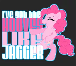 Size: 1000x868 | Tagged: safe, artist:stephastated, derpibooru import, pinkie pie, pony, bipedal, eyes closed, maroon 5, moves like jagger, solo, text