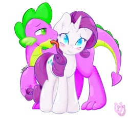 Size: 1180x1087 | Tagged: safe, artist:shadowhulk, derpibooru import, rarity, spike, blushing, female, licking, male, older, older spike, shipping, simple background, sparity, straight, transparent background