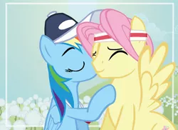 Size: 1222x888 | Tagged: artist:dilemmas4u, butterdash, butterscotch, coach, derpibooru import, female, fluttershy, half r63 shipping, hat, headband, kissing, male, rainbow dash, rainbow dashs coaching whistle, rule 63, safe, shipping, show accurate, straight, whistle, whistle necklace, wingboner