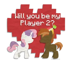 Size: 1600x1448 | Tagged: artist:drawntildawn, button mash, derpibooru import, female, male, safe, shipping, simple background, straight, sweetie belle, sweetiemash, transparent background, valentine, valentine's day