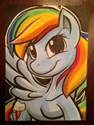 Size: 2448x3264 | Tagged: artist:joshuadraws, derpibooru import, rainbow dash, safe, smiling, solo, traditional art