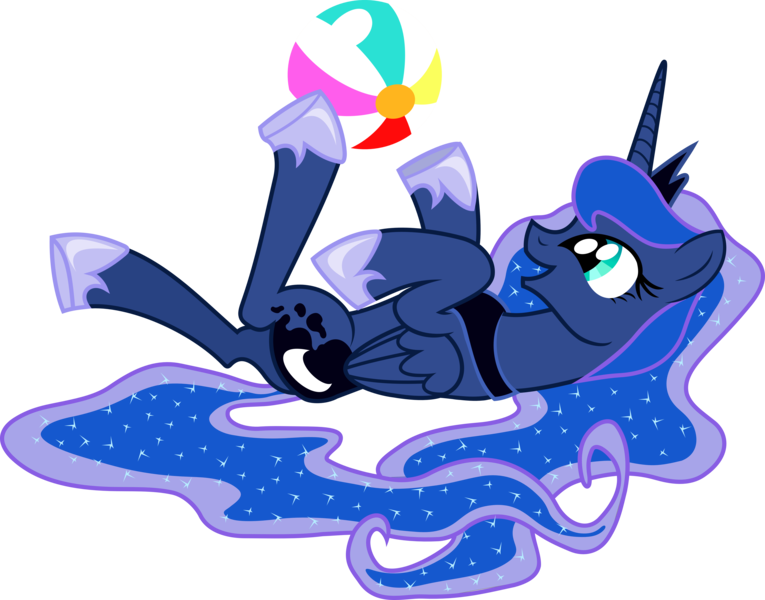 Size: 6500x5101 | Tagged: absurd resolution, artist:strawberrythefox1452, beach ball, derpibooru import, princess luna, safe, simple background, solo, transparent background, vector