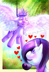 Size: 1024x1497 | Tagged: safe, derpibooru import, rarity, oc, oc:kydose, pegasus, pony, unicorn, canon x oc, hanging, heart, love, raridose, rope, shipping, spread wings