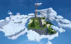 Size: 1920x1200 | Tagged: brohoof.com, cloud, derpibooru import, floating island, game screencap, minecraft, rainbow, rainbow waterfall, render, safe, scenery, sky, tree, wonderbolts academy