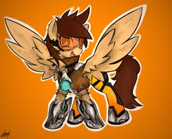 Size: 822x663 | Tagged: artist:ollywiicious, derpibooru import, lena oxton, overwatch, ponified, safe, solo, tracer