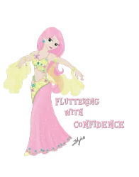 Size: 800x1018 | Tagged: artist:zellykat, bedroom eyes, belly button, belly dancer, belly dancer outfit, cleavage, clothes, derpibooru import, female, fluttershy, human, humanized, jewelry, light skin, long skirt, looking at you, midriff, nail polish, safe, simple background, skirt, solo, transparent background