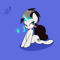 Size: 1900x1900 | Tagged: suggestive, artist:lightningnickel, derpibooru import, oc, oc:sixtoh, unofficial characters only, pony, unicorn, :o, animated, backbend, bedroom eyes, blinking, cobra stretch, commission, female, flexible, frame by frame, licking, looking at you, magic, mortar and pestle, phallic symbol, solo, solo female, telekinesis, tongue out
