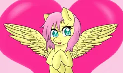 Size: 2000x1200 | Tagged: safe, artist:fluttershy-wins, derpibooru import, fluttershy, cute, hearts and hooves day, short mane, shyabetes, solo, valentine