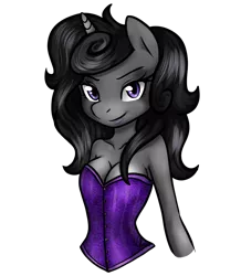 Size: 700x802 | Tagged: anthro, anthro oc, artist:lifyen, clothes, corset, curly hair, derpibooru import, oc, oc:ametista blackpetal, safe, simple background, solo, transparent background, unofficial characters only
