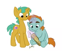 Size: 507x414 | Tagged: artist needed, safe, derpibooru import, snails, snips, pony, unicorn, magic, misleading thumbnail, wood carving