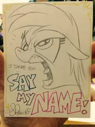 Size: 452x603 | Tagged: safe, artist:andypriceart, derpibooru import, derpy hooves, pegasus, pony, andy you magnificent bastard, breaking bad, female, mare, that one nameless background pony we all know and love, traditional art