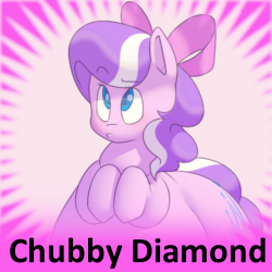 Size: 250x250 | Tagged: artist:secretgoombaman12345, ask chubby diamond, chubby diamond, derpibooru, derpibooru import, diamond tiara, fat, meta, safe, spoilered image joke